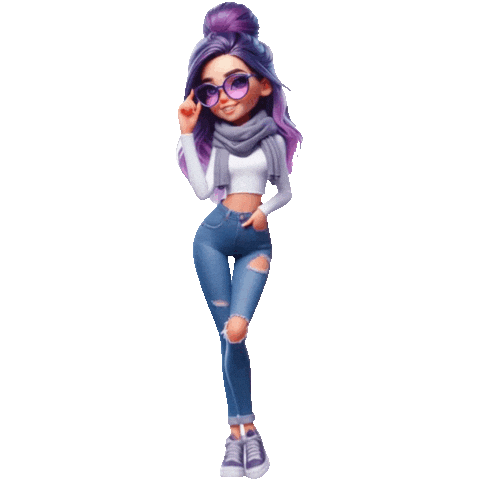 Girl Purple Hair Sticker