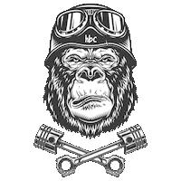 hbcbikersapp monkey motorcycle chopper we love to ride Sticker