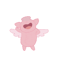Excited Flying Pig Sticker by PositivelyPigasus