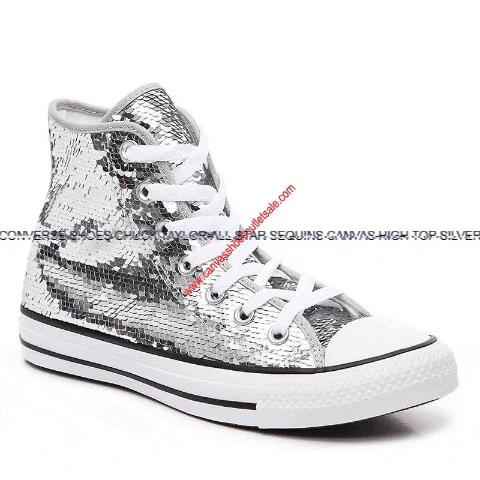 cheapconverse giphygifmaker converse shoes chuck taylor all star sequins canvas high top silver GIF