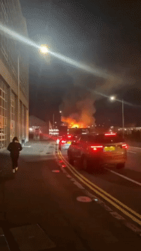 Crews Fight Fire at Belfast Harbour