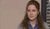 The Office gif. Jenna Fischer as Pam speaks to us with a calm front, then looks down and begins to cry, covering her eyes with her hand.