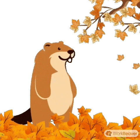 Happy Autumn Leaves Sticker by WorkBeaver