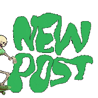 New Post Skeleton Sticker