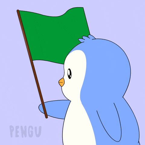 Holding Green Flag GIF by Pudgy Penguins