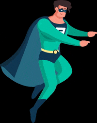 Publer pointing superhero p publer GIF