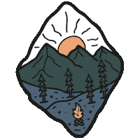 Mountains Campfire Sticker by Bevernl