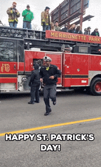 Firefighter Dances at St Patrick's Day Parade