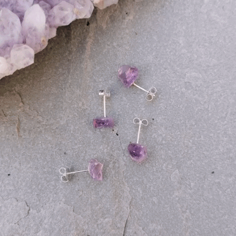 dienorden giphyupload raw amethyst stud earrings GIF