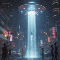 Flying Saucer Ufo GIF by Lonely Aliens