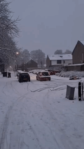 Snow Covers Roosendaal as Wintry Weather Sweeps Netherlands