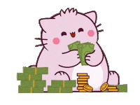 Make It Rain Cat Sticker by Pembe