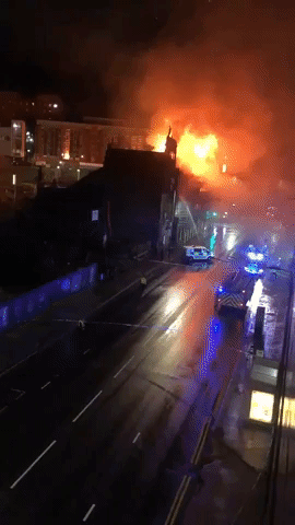 Large Fire Rages in Glasgow City Center