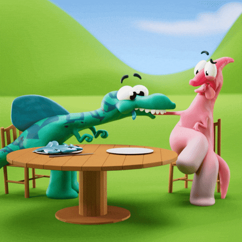 Shocked Dinner Date GIF by Claynosaurz