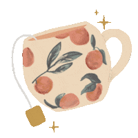 PageAndBotanyArtCo tea peachy teacup tea cup Sticker