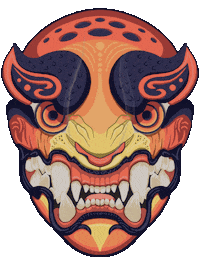 Oni Mask Love Sticker