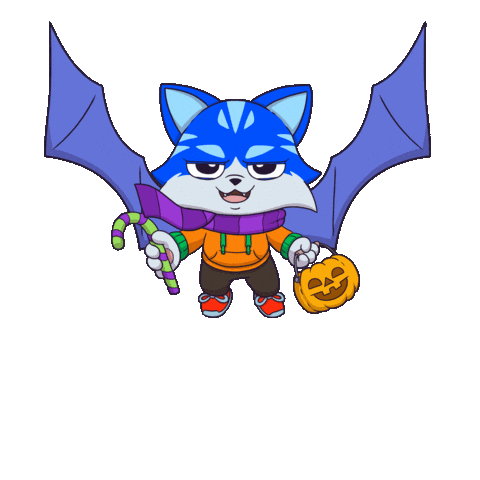 Flying Trick Or Treat Sticker by Toshithecat