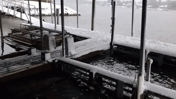 Ferry Marina Collapses as Heavy Snow Hits North Carolina