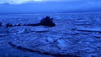 Canadian Tidal Beach Turns Icy
