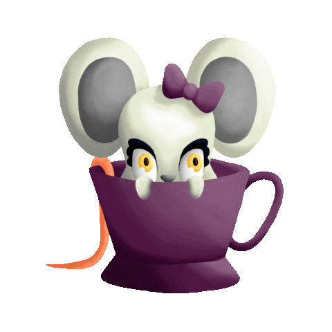 Sandyllustration purple pet cup mouse Sticker