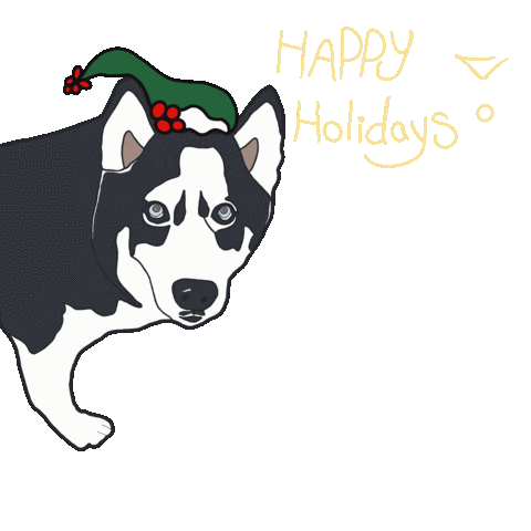 AmandaCreatesYT dog merry christmas happy holidays festive Sticker