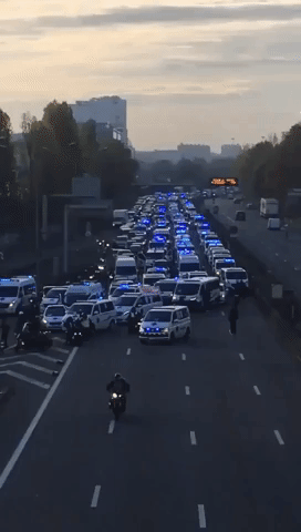 Hundreds of Ambulances Block Paris Highway During Protest