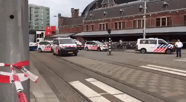 Emergency Vehicles Arrive at Amsterdam Station After Police Shoot Stabbing Suspect