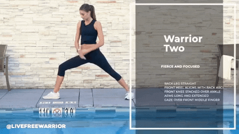 livefreewarrior giphygifmaker yoga yoga basics warrior two GIF