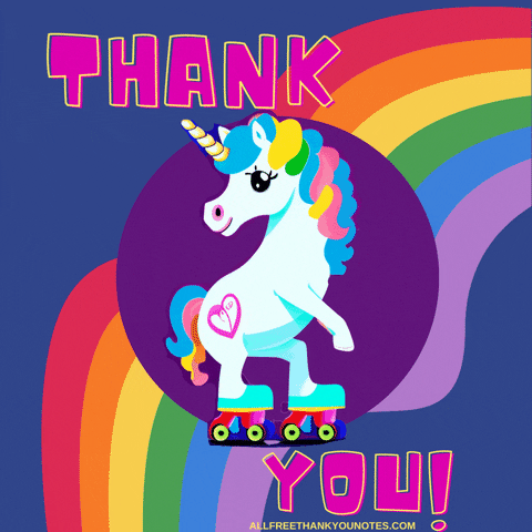 allfreeempire giphyupload rainbow thank you unicorn GIF