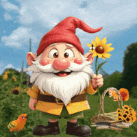 Sunflowers Cute Gnome GIF