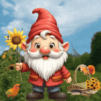 Sunflowers Cute Gnome GIF