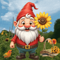 Sunflowers Cute Gnome GIF