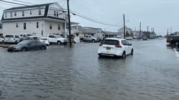 Cars Stuck in Floodwater as Tropical Storm Fay Hits New Jersey