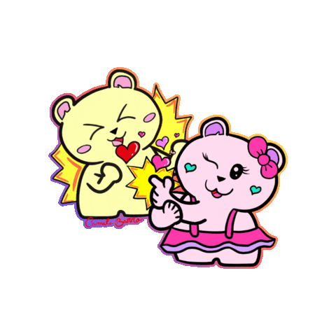 BarroCamila love heart pink yellow Sticker