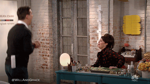 happy karen walker GIF by Will & Grace