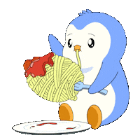 Penguin Eating Sticker by Pudgy Penguins