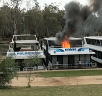 Moored Houseboats Destroyed by Fire at Moama