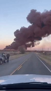 Explosion Fills Texas Sky After Train Carrying Fuel Collides With 18-Wheeler