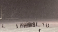 Frenchtown Celebrate Win in Driving Snow After Team's Last Game on Home Field