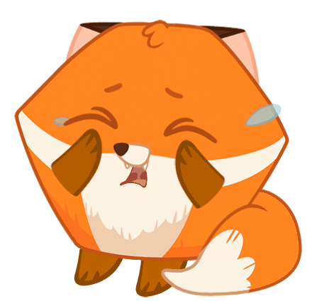 a cute fox character crying with its paws under its eyes and tears streaming out