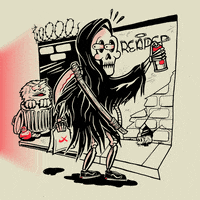 Elmutante skull police graffiti street GIF