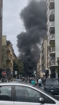 Multiple Vehicles in Flames After Explosion in Milan