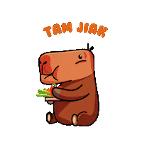 Capybara Eating Sticker by Mandai Wildlife Reserve