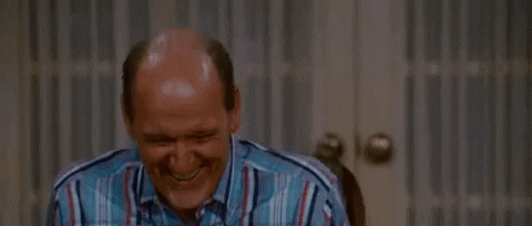 Movie gif. Richard Jenkins as Robert in Step Brothers. He grins and waves his hands in a state of over-excitement, acting like a child who can't contain their eagerness. He breaks into a fit of laughter afterwards, extremely chuffed.