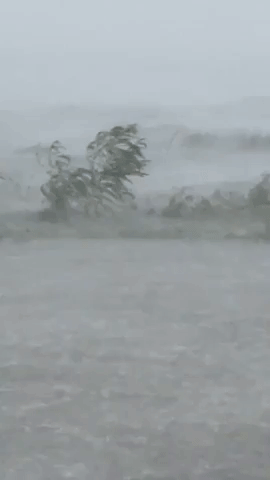 Strong Winds and Flooding Reported in Gulfport, Mississippi