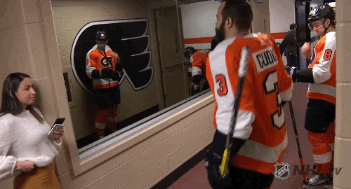 jumping philadelphia flyers GIF by NHL