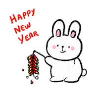 Happy New Year Bunny Sticker