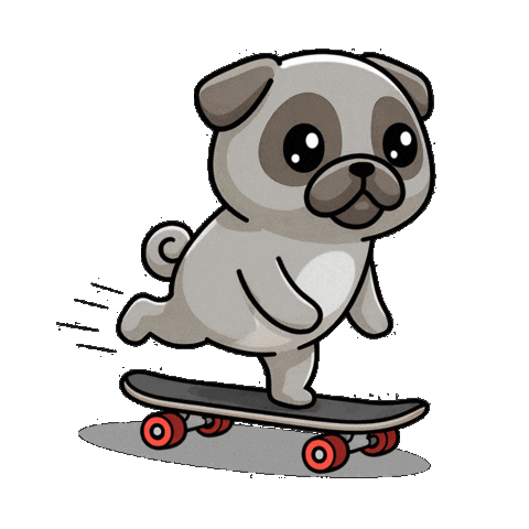 Rolling Skate Board Sticker by Pugs