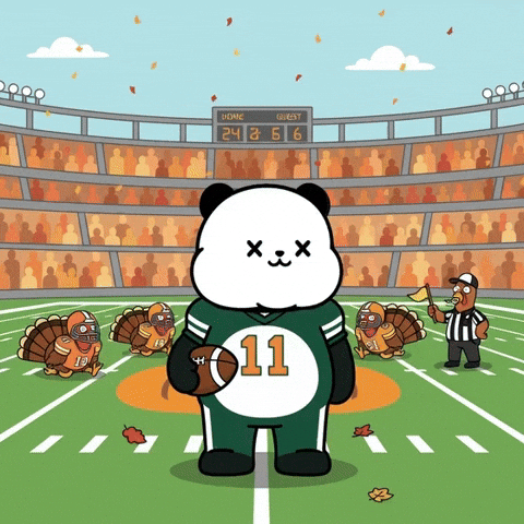 Autumn Leaves Thanksgiving Football GIF by Kanpai Pandas