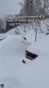 Cars Disappear Under Several Feet of Snow in Utah